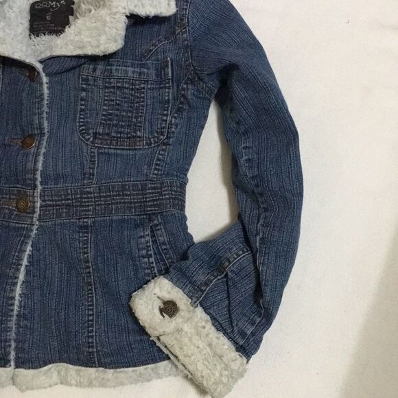 Vintage Sherpa Lined Fitted Jean Jacket S - Picture 2 of 14